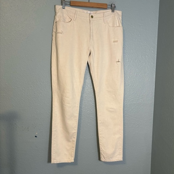 Frame Women's Le Garçon White Distressed Straight Leg Jean Size 27‎ Denim Boho - Picture 4 of 10